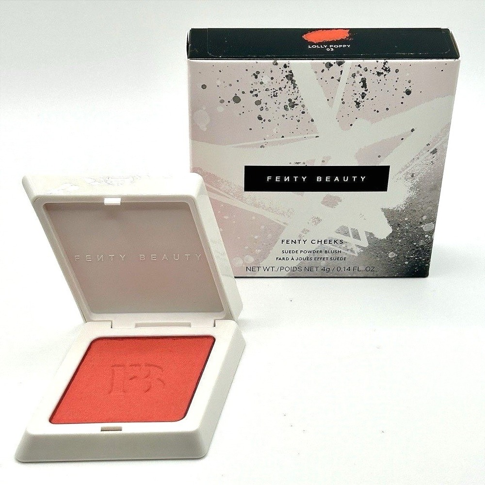 New Fenty Beauty Cheeks Suede Powder Blush Lolly Poppy Coral Peach Warm